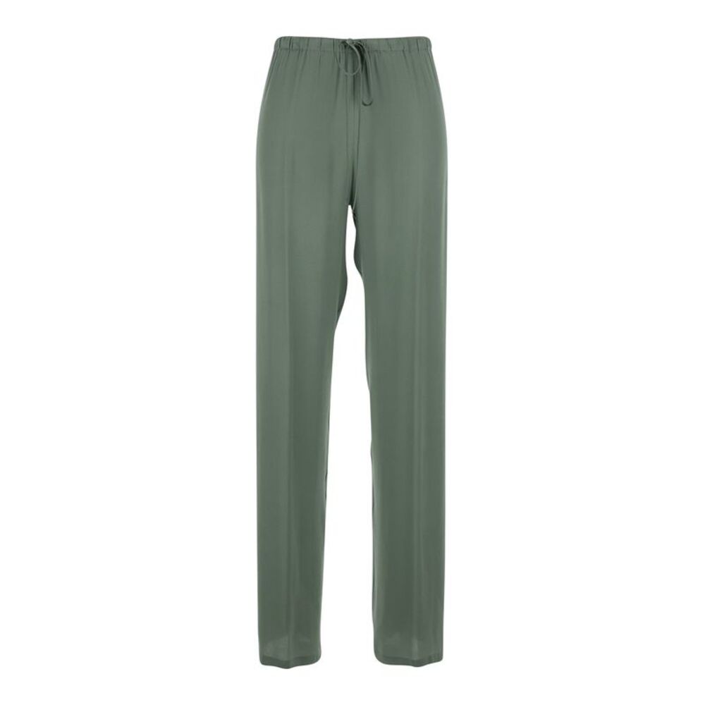 Semicouture Women Green Pants With Elastic Drawstring Waist In Silk Blend Woman